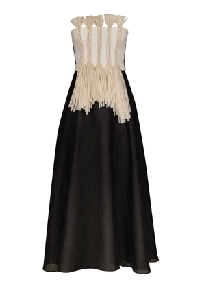 Johanna Ortiz - Unforgiven Stories Embroidered Organic Linen Midi Dress - Black/white - US 0 - Moda Operandi