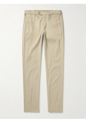 Canali - Slim-Fit Garment-Dyed Stretch Lyocell and Cotton-Blend Twill Trousers - Men - Neutrals - IT 46