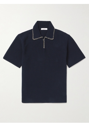 Mr P. - Embroidered Cotton Polo Shirt - Men - Blue - XS