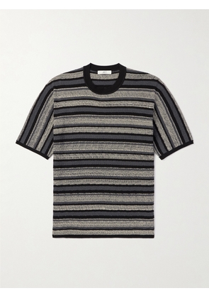 Mr P. - Striped Textured-Cotton T-Shirt - Men - Gray - XS