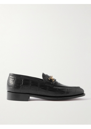 George Cleverley - Colony Horsebit Croc-Effect Leather Loafers - Men - Black - UK 7