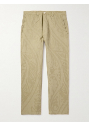 Kardo - Thomas Embroidered Cotton and Linen-Blend Trousers - Men - Neutrals - S
