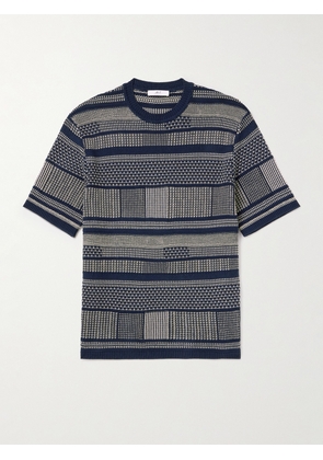Mr P. - Jacquard-Knit Cotton T-Shirt - Men - Blue - XS