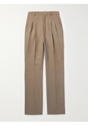 SAINT LAURENT - Straight-Leg Pleated Wool Suit Trousers - Men - Brown - IT 48
