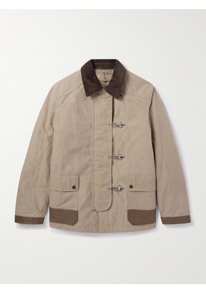 Purdey - Latch Corduroy and Leather-Trimmed Cotton-Canvas Coat - Men - Neutrals - S