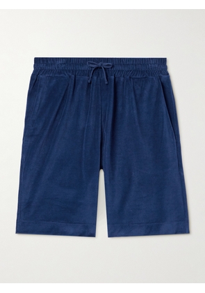 Loro Piana - Straight-Leg Cotton and Silk-Blend Chenille Drawstring Bermuda Shorts - Men - Blue - S