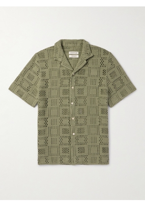 A Kind Of Guise - Gioia Camp-Collar Crocheted Cotton Shirt - Men - Green - XS