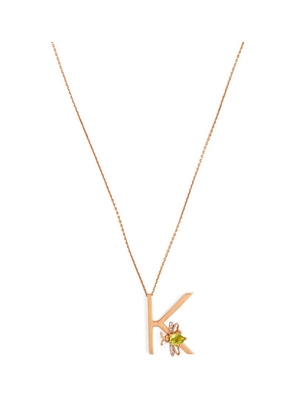 Bee Goddess Rose Gold, Diamond And Peridot Letter ‘K' Necklace