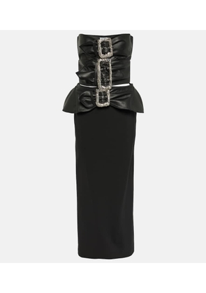 Jean Paul Gaultier Leather-trimmed buckle-detail bustier gown