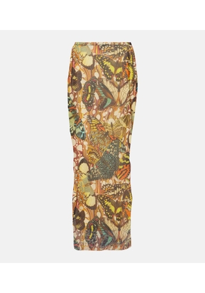 Jean Paul Gaultier Printed mesh maxi skirt