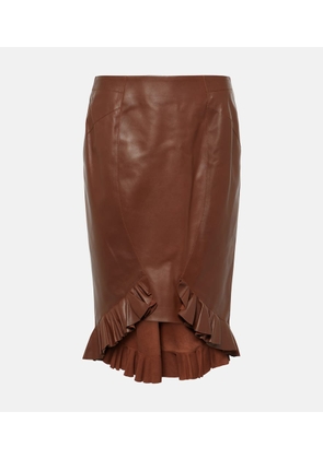 Tom Ford Ruffled leather midi skirt
