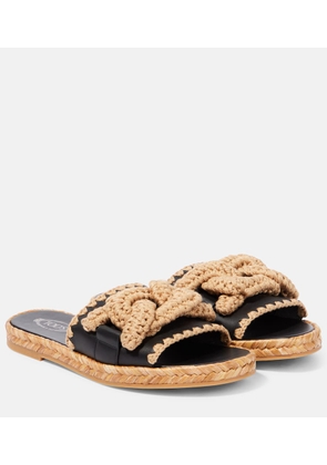 Tod's Kate leather and jute slides