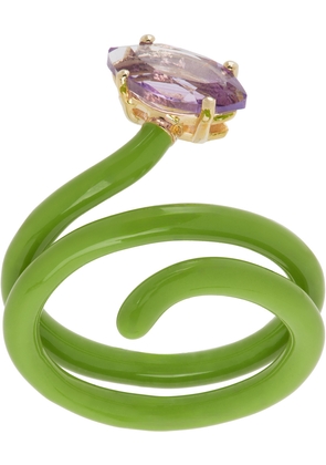 Bea Bongiasca Green & Purple Looped Vine Ring