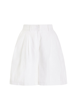 Posse - Marchello Pleated Linen Shorts - White - XS - Moda Operandi