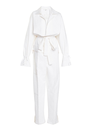 Victoria Beckham - Cotton Utility Jumpsuit - White - UK 10 - Moda Operandi