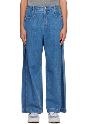 WOOYOUNGMI Blue Wide Folding Jeans