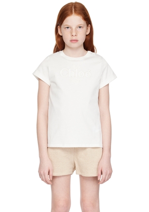 Chloé Kids Off-White Embroidered T-Shirt