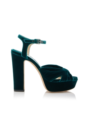 Jimmy Choo - Heloise Velvet Platform Sandals - Green - IT 38.5 - Moda Operandi