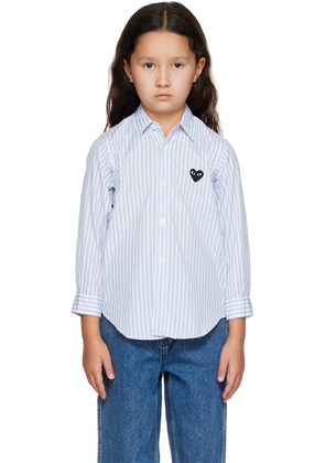 COMME des GARÇONS PLAY Kids White & Blue Heart Patch Shirt