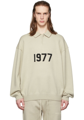 Fear of God ESSENTIALS Beige Knit '1977' Long Sleeve Polo