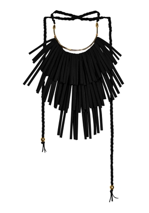 Johanna Ortiz - Legado Del Oeste Fringed Leather Necklace - Black - OS - Moda Operandi - Gifts For Her
