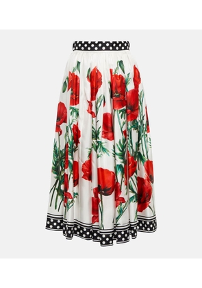 Dolce&Gabbana Floral high-rise silk midi skirt