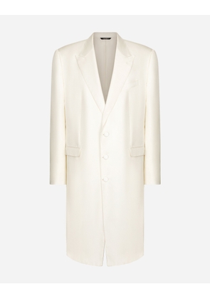 Dolce & Gabbana Single-breasted Silk Twill Coat - Man Coats And Jackets White 46