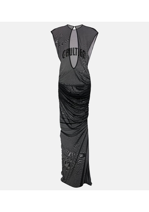 Jean Paul Gaultier Embroidered mesh maxi dress