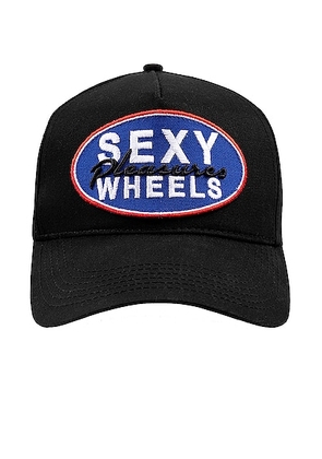 Pleasures Wheels Snapback Cap in Black - Black. Size all.