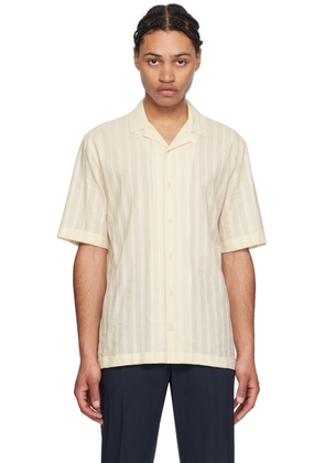 Sunspel Beige Embroidered Stripe Shirt