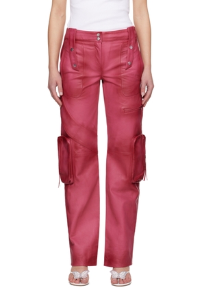 Blumarine Pink Spiral Leather Cargo Pants