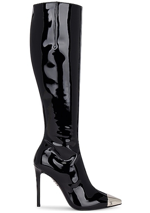 David Koma Patent Leather Metal Nose Boot in Black - Black. Size 36.5 (also in 37, 41).