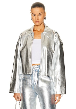 Staud Lennox Jacket in Silver - Metallic Silver. Size L (also in ).