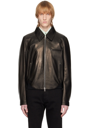 Alexander McQueen Black Zip-Up Leather Jacket