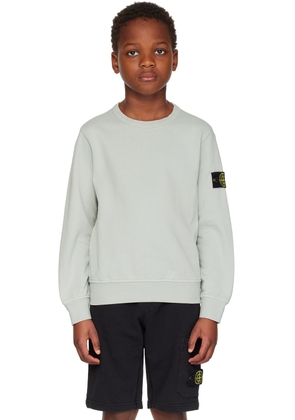 Stone Island Junior Kids Green Garment-Dyed Sweatshirt