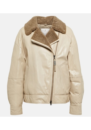 Brunello Cucinelli Shearling-trimmed leather jacket