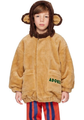 Mini Rodini Kids Beige 'Adored' Faux-Fur Jacket