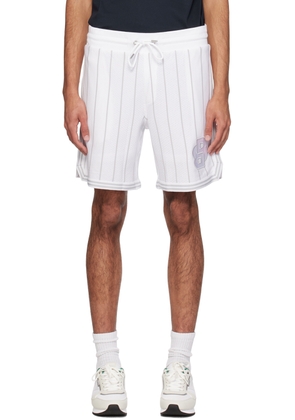 BOSS White & Gray Stripe Shorts