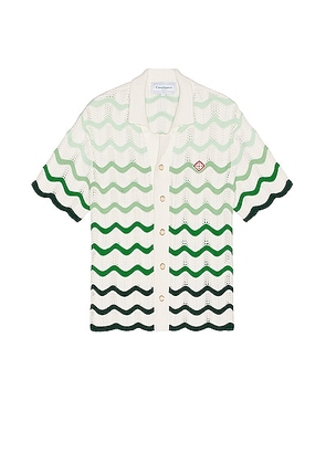 Casablanca Gradient Wave Texture Shirt in Green & White - Green. Size M (also in ).