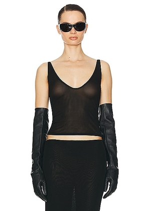 Helsa Sheer Knit Tank Top in Black - Black. Size M (also in L, XL).
