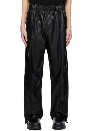 WOOYOUNGMI Black Drawstring Faux-Leather Trousers