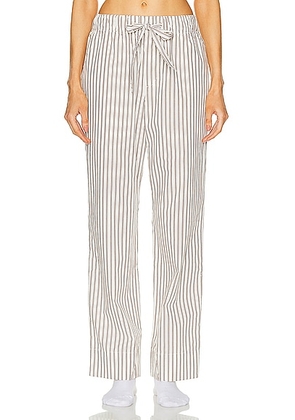 Tekla Stripe Pant in Hopper Stripes - White,Brown. Size L (also in S, XS).