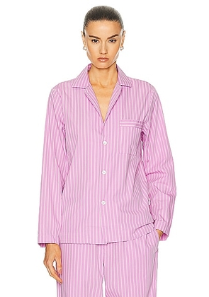 Tekla Long Sleeve Stripe Shirt in Purple Pink Stripes - Pink. Size M (also in S, XS).