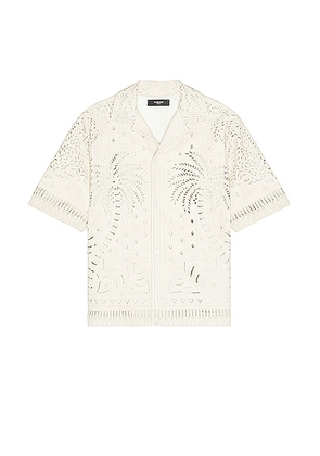 Amiri Palm Tree Laser Shirt in Birch - Light Grey. Size 48 (also in 46, 50, 52).