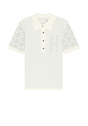 Honor The Gift A-spring Knit H Pattern Polo in Bone - Cream. Size L (also in M, S, XL/1X).
