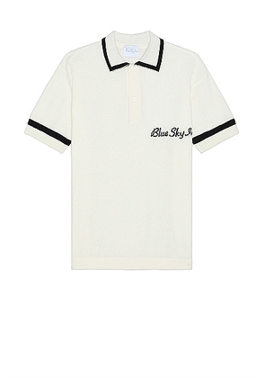 Blue Sky Inn Knit Polo in White - White. Size L (also in S, XL/1X).