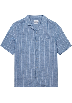 Calvin Klein Striped Linen-blend Shirt - Blue - L