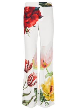 Alice + Olivia Livi Floral-print Bootcut Trousers - White - 6 (UK10 / S)