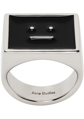 Acne Studios Silver & Black Enamel Ring