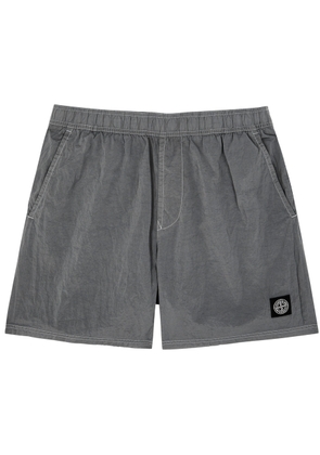 Stone Island Logo Crinkled Nylon Swim Shorts - Grey - S